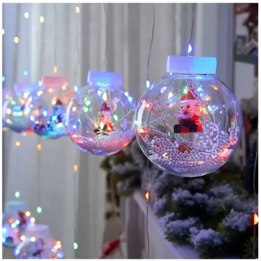 Cortina Luces Guirnalda Led Con Esferas Decoración Navidad Multicolor