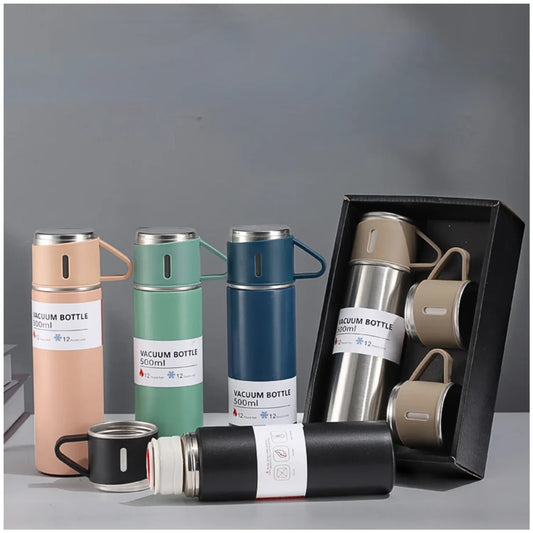 Set 4 Piezas Termo Acero con Tazas de Regalo Color Aleatorio