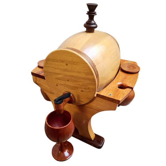 Barril de madera Bar Vinos con 4 copas Madera 1.5 lt Elegante