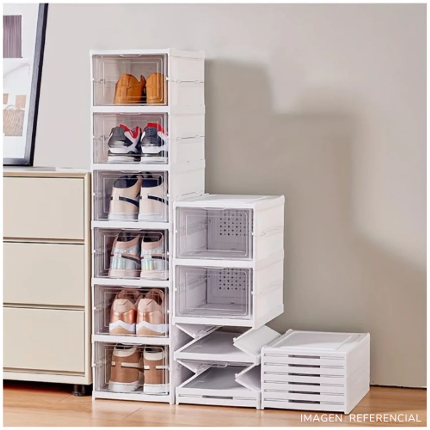 Organizador Zapateras Plegable Multiusos 6 Niveles Acrílico Blanco