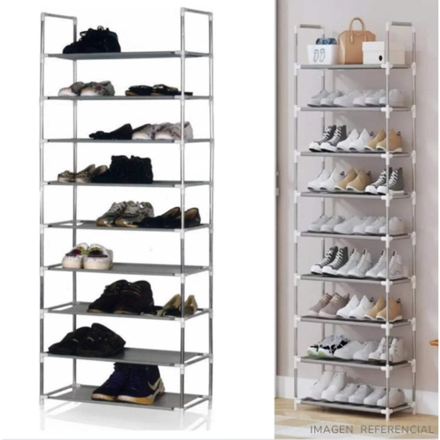 Zapatera organizador de 9 niveles Metalico Grey