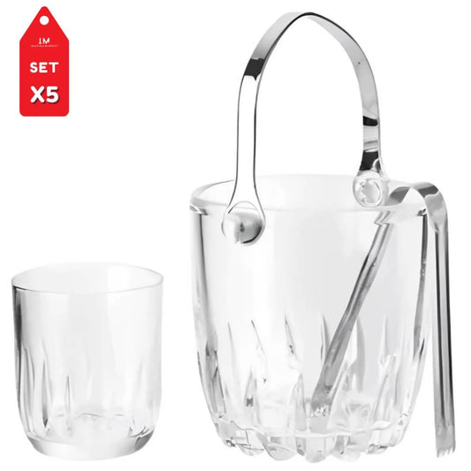 Set Hielera de Vidrio mas 4 vasos Elegantes
