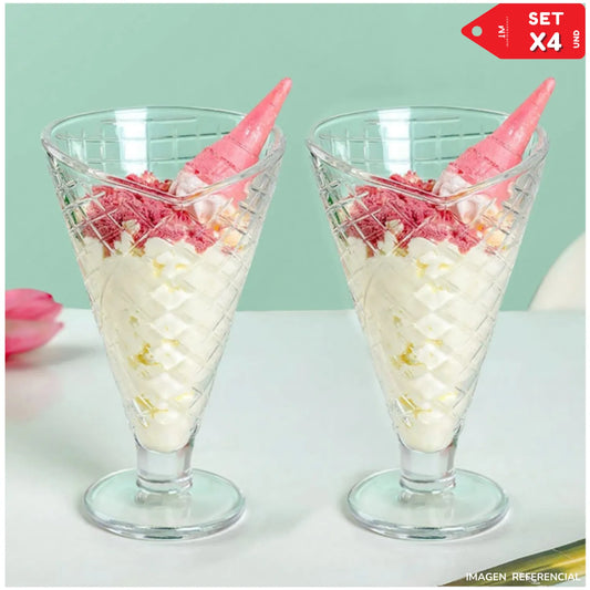 Copa Cono para Helado Postre Set x4
