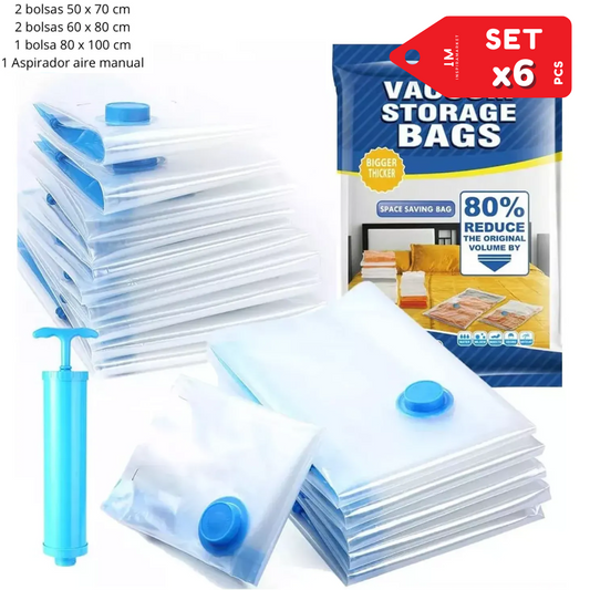 Bolsa al Vació 5 Bolsas + Bomba Succionadora Set x6