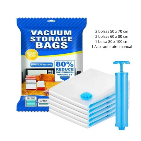 Bolsa al Vació 5 Bolsas + Bomba Succionadora Set x6
