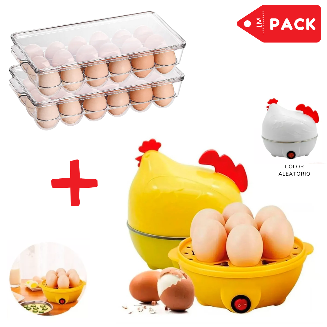 Hervidor de Huevos Gallina y Organizadores de Huevos Pack