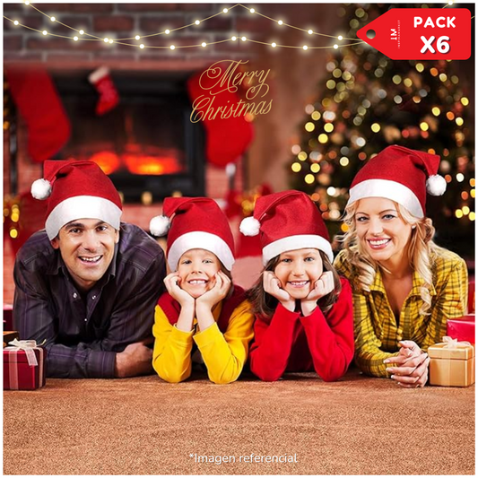Gorro navideño feliz navidad pack x6