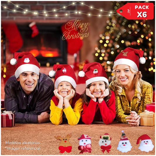 Gorro navideño diseños aleatorios pack x 6