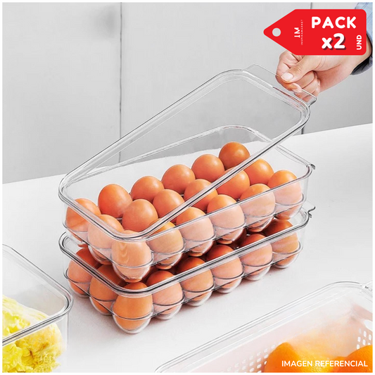 Contenedor organizador de huevos Pack x2
