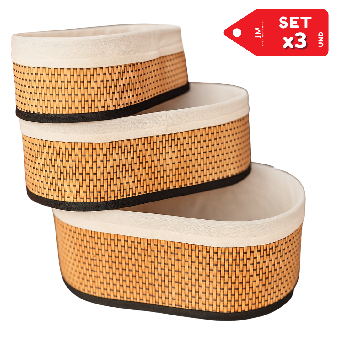 Canasta Cesto Organizador caja organizadora OVAL Set x3