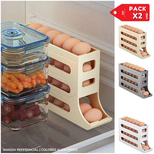Contenedor Organizador Deslizante de Huevos  Pack x2 Color Aleatorio