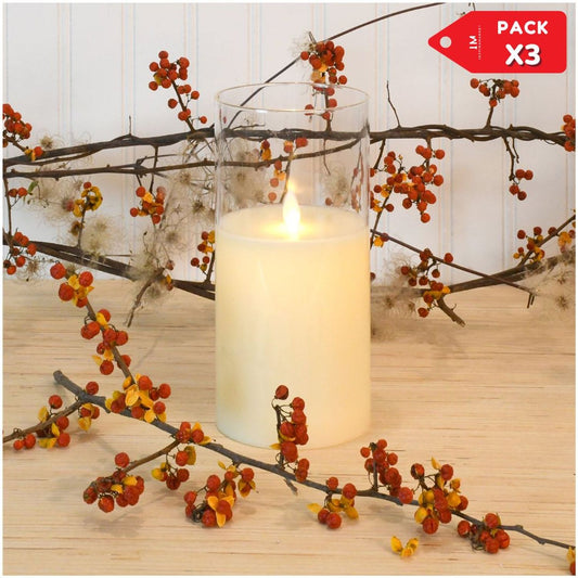 Set x 3 Velas decorativas Vela LED vaso Pack x3