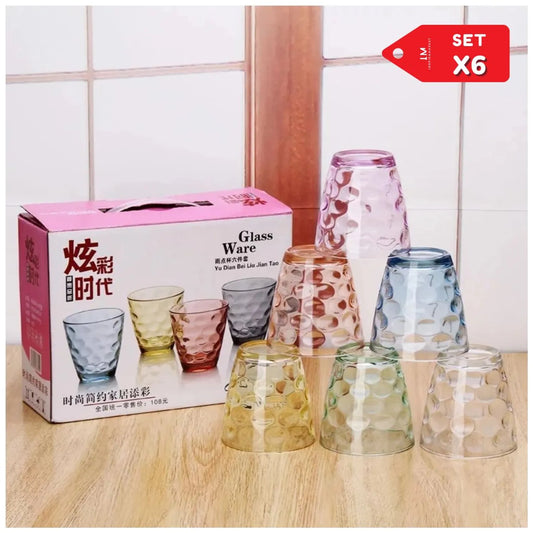 Set x6 Vasos de Vidrio Arcoíris