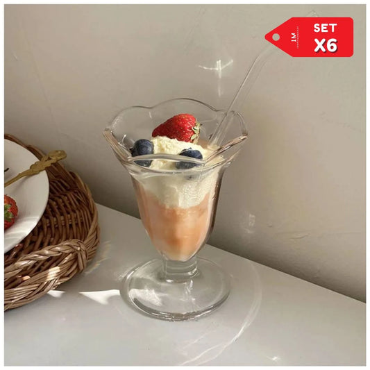Set x6 Copas Vasos de Vidrio para Ensaladas Yogurt Helados