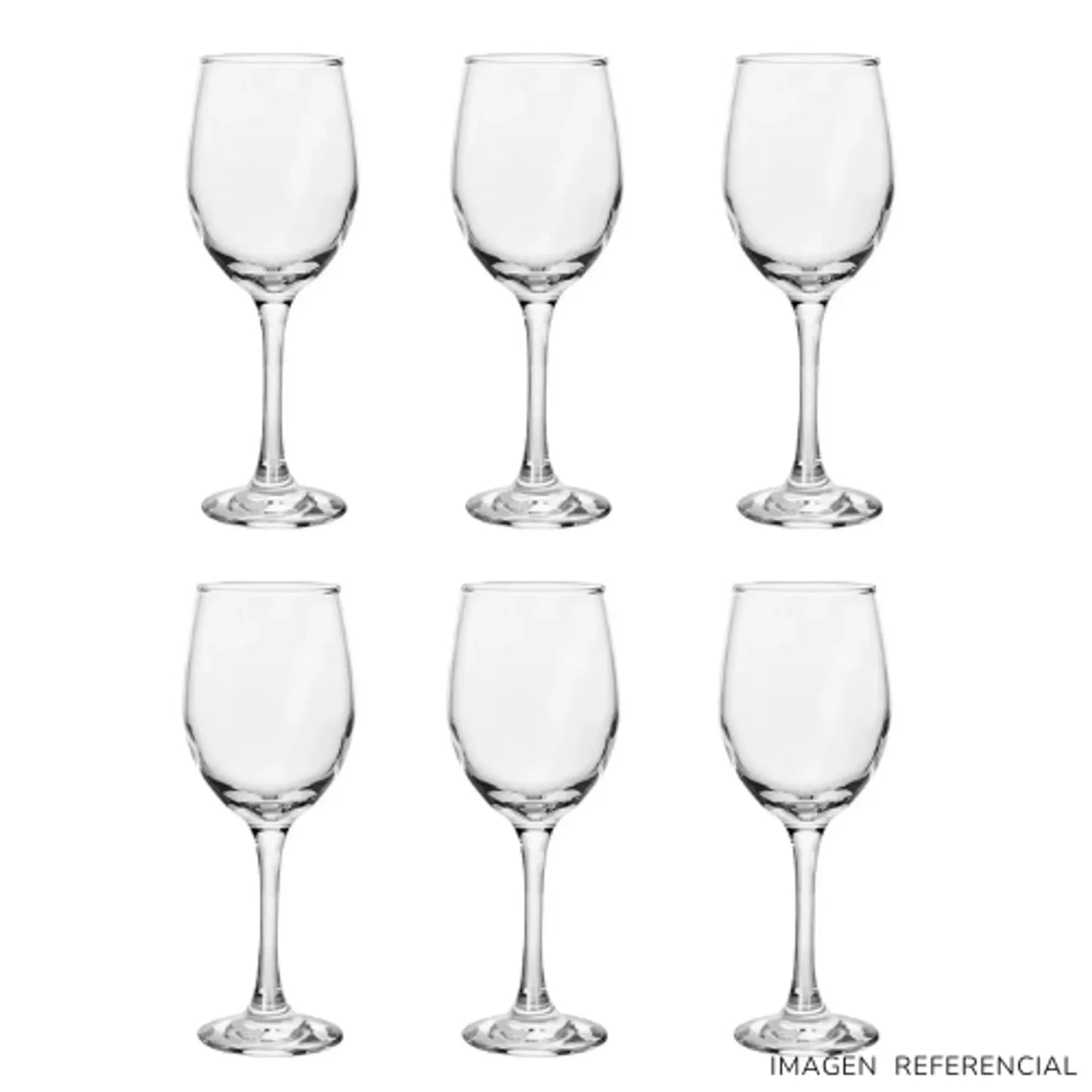 Copas de vino elegante de vidrio 320ml Set x6
