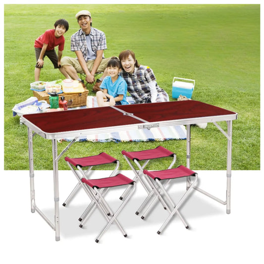 Mesa plegable para picnic camping portátil con 4 sillas