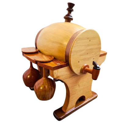 Barril de madera Bar Vinos con 4 copas Madera 1.5 lt Elegante