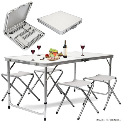 Mesa plegable para picnic camping portátil con 4 sillas