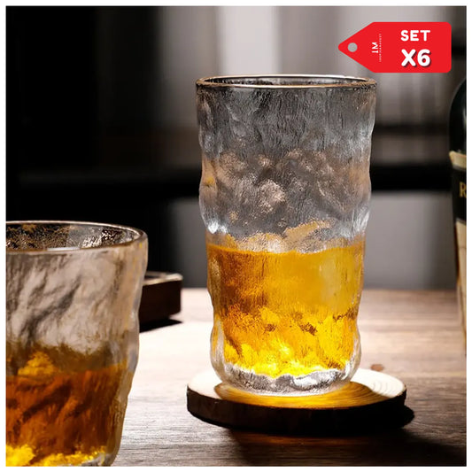Set x 6 Vasos de Vidrio Estilo Nórdico Glacial Trago Licores y Bebidas