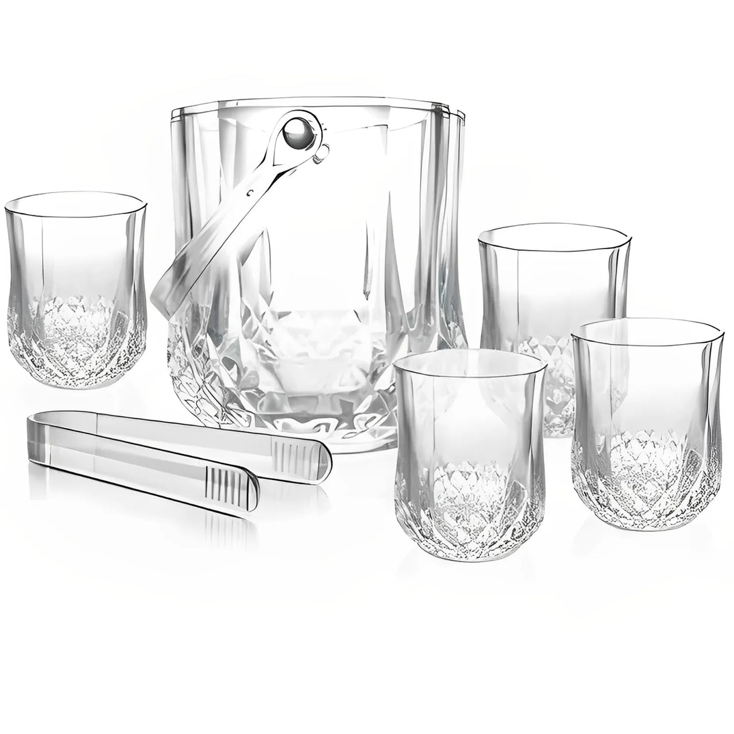 Set Hielera de Vidrio mas 4 vasos Elegantes
