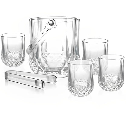 Set Hielera de Vidrio mas 4 vasos Elegantes