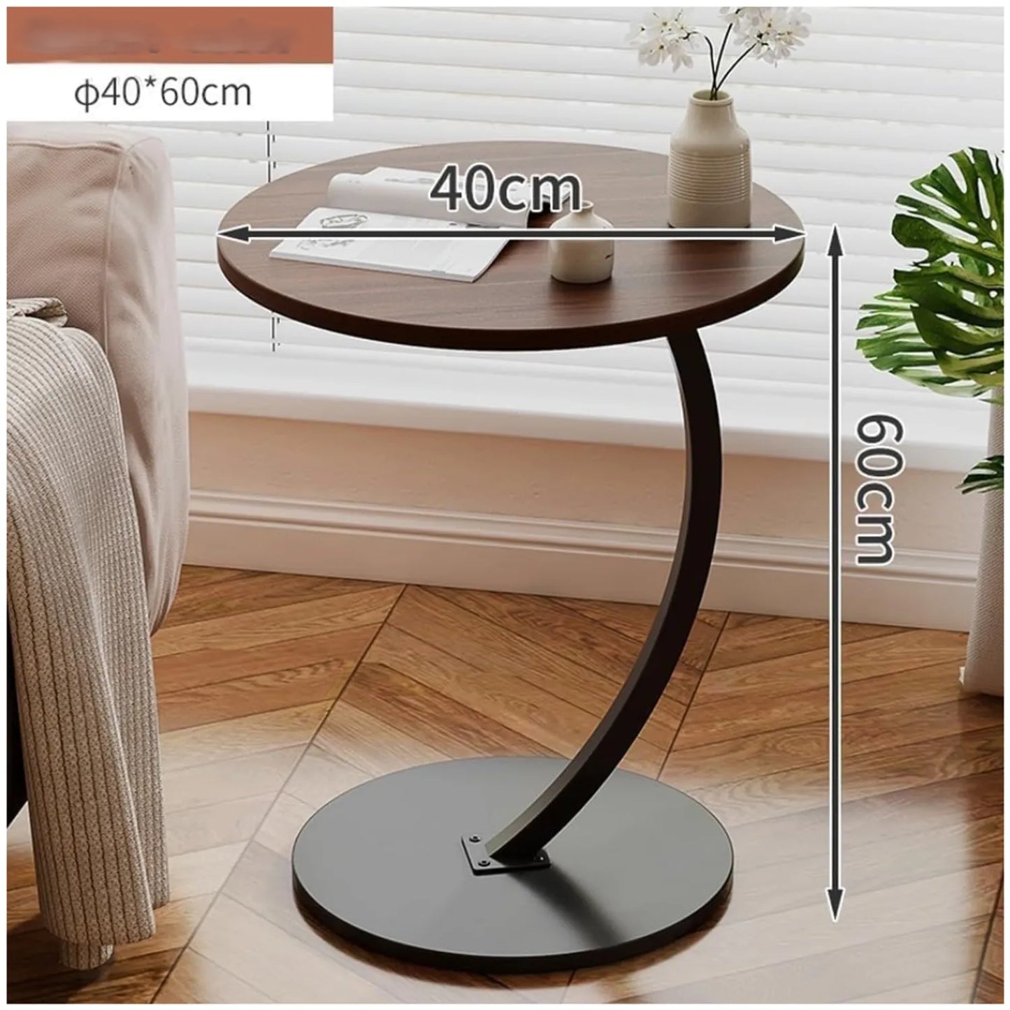 Mesa Auxiliar Circular Moderna en Forma de C