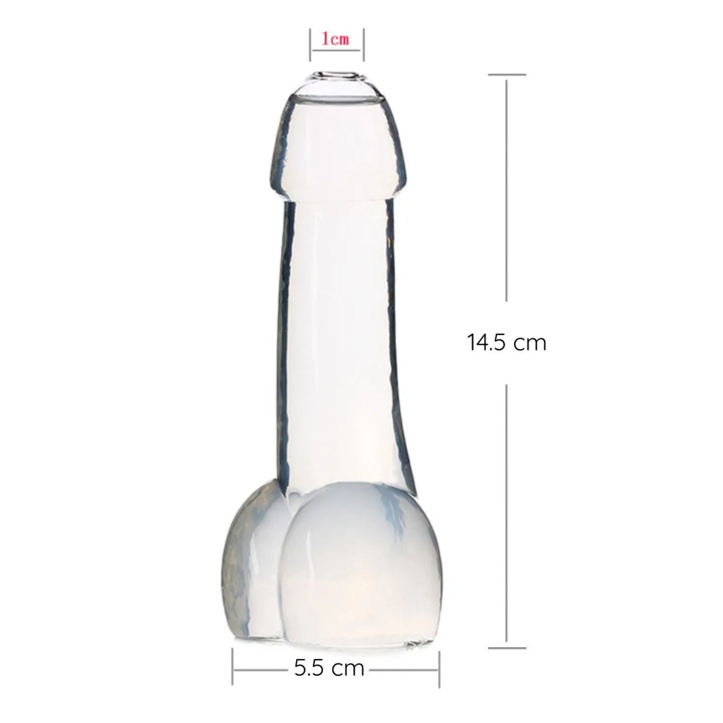 Copa de vidrio estilo pene para fiestas pack x4