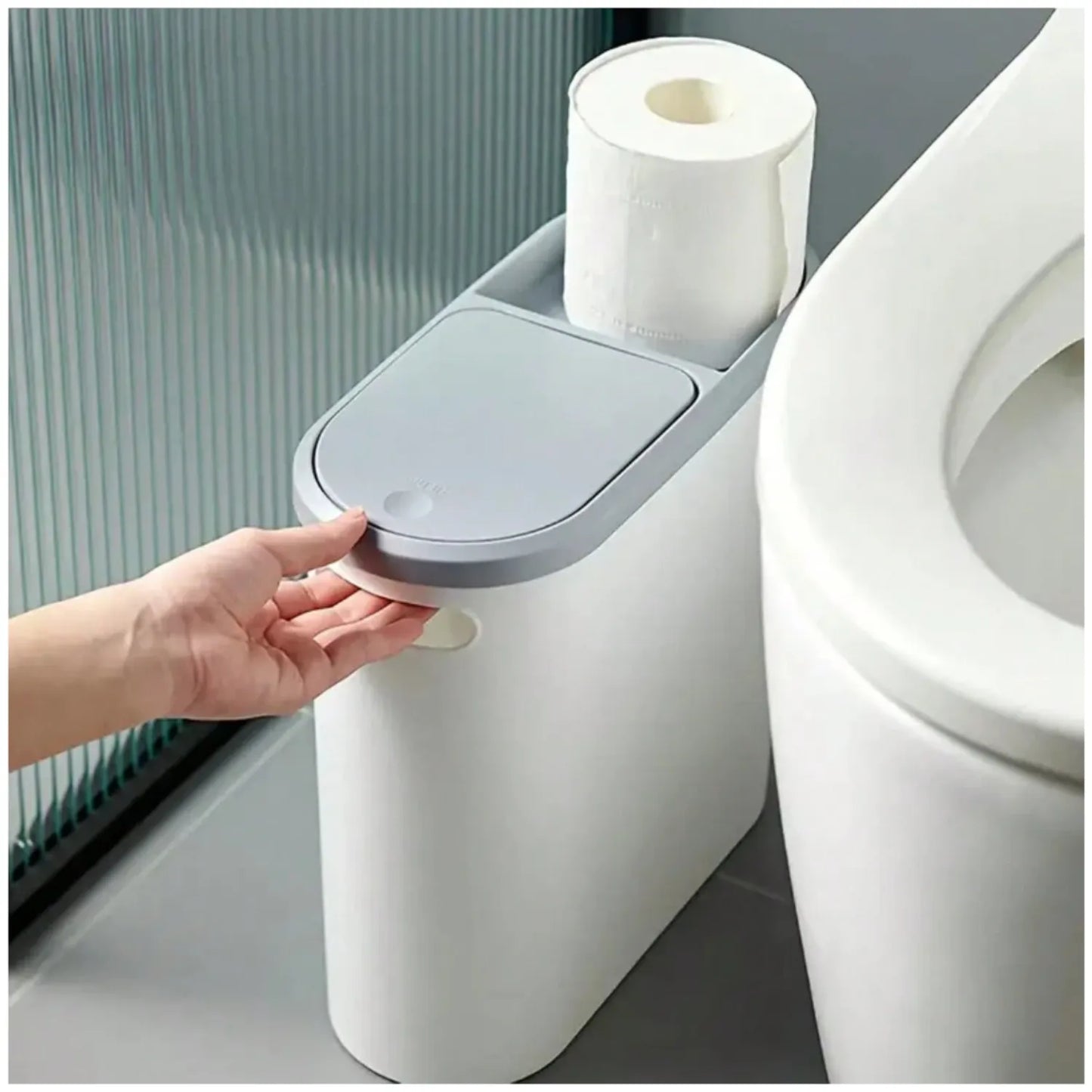 Tacho de Basura Canasta con Tapa Push Ahorra Espacio