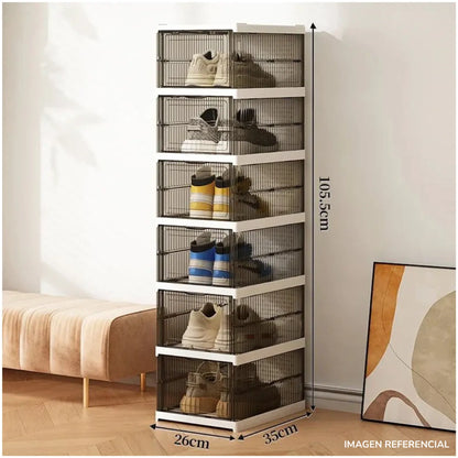 Organizador Zapateras Plegable Multiusos 6 Niveles Acrílico Negro