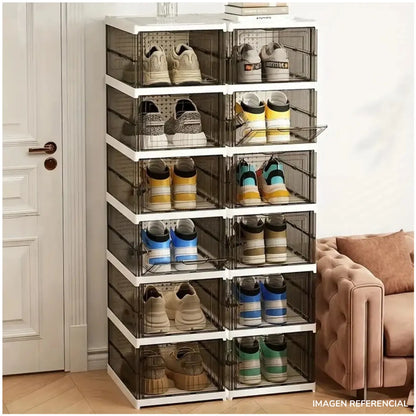 Organizador Zapateras Plegable Multiusos 6 Niveles Acrílico Negro