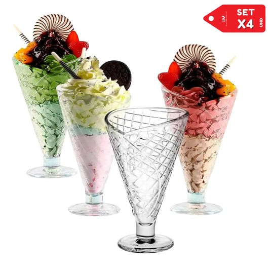 Copa Cono para Helado Postre Set x4