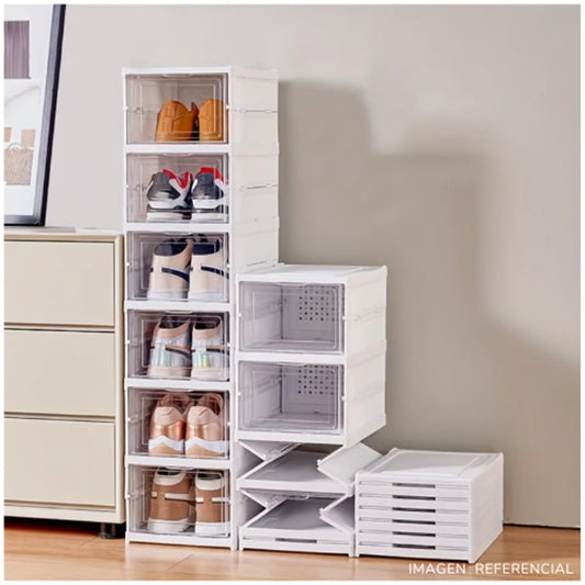 Organizador Zapateras Plegable Multiusos 6 Niveles Acrílico Blanco