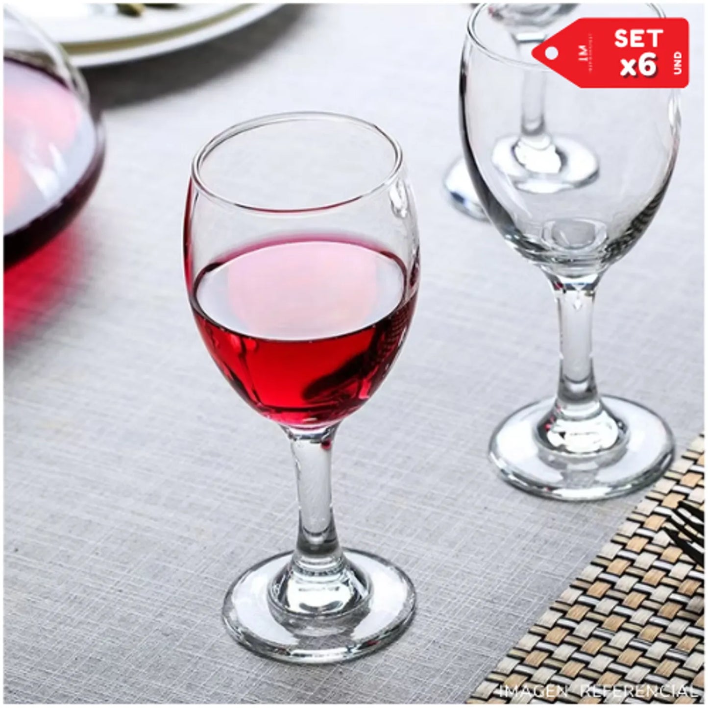 Copas de vino elegante de vidrio 320ml Set x6
