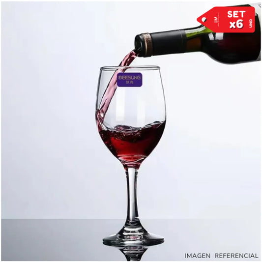 Copas de vino elegante de vidrio 320ml Set x6