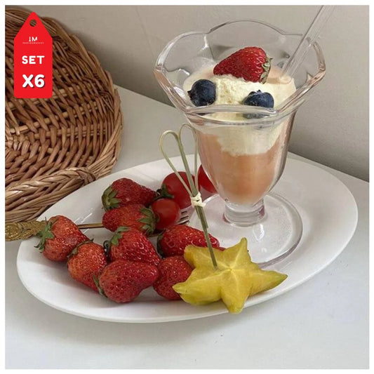 Copas vasos de vidrio para ensaladas yogurt helados Set x6