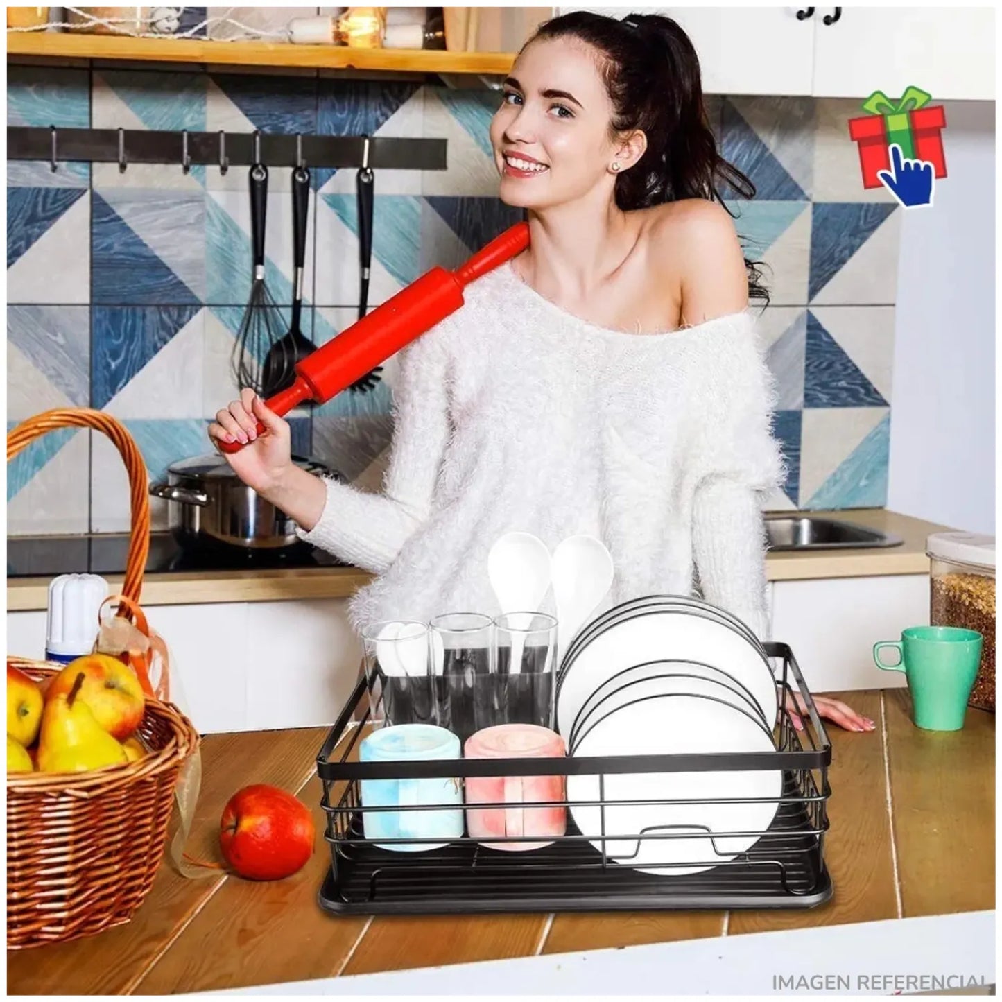 Escurridor de platos metal Negro