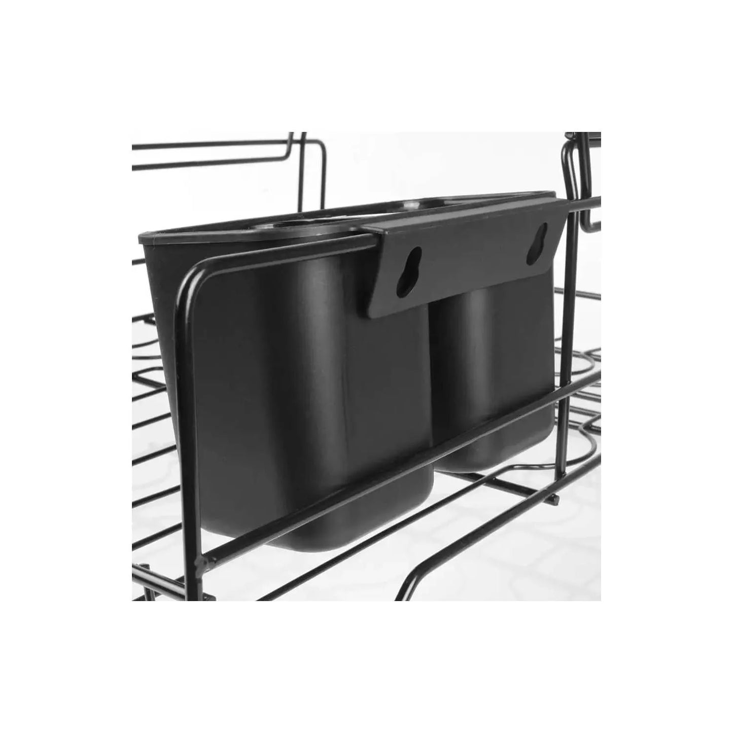 Escurridor de platos de 2 niveles metal Negro