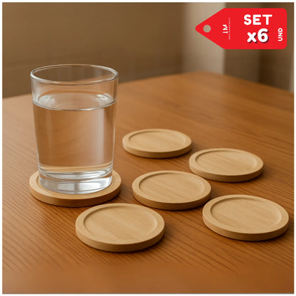 Porta Vasos Posa Vasos Bambú Set x6