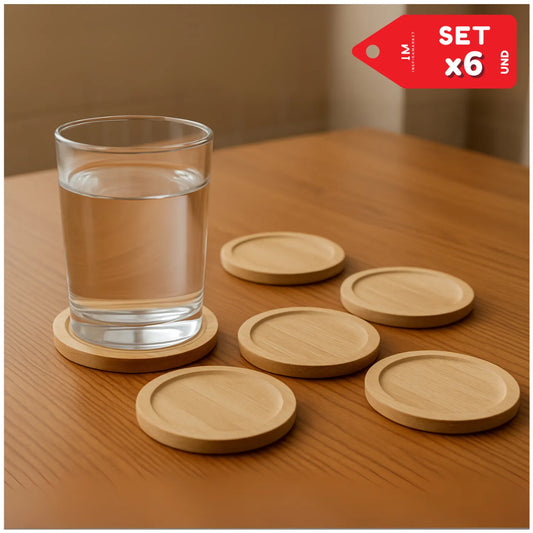 Porta Vasos Posa Vasos Bambú Set x6
