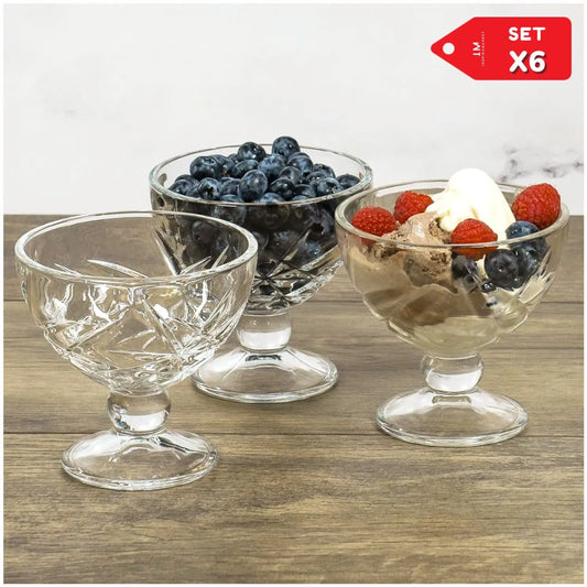 Copas de vidrio para helado de alto relieve Set x6