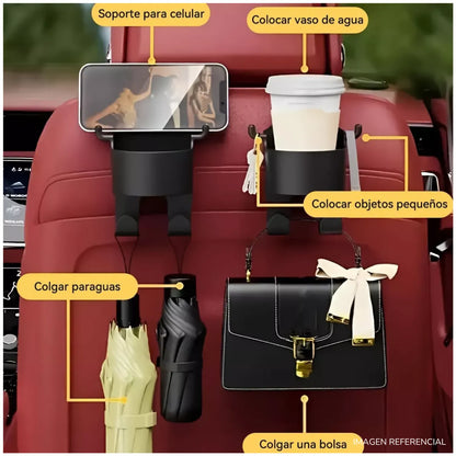 Portavaso para Auto con Gancho Multiuso Pack x4