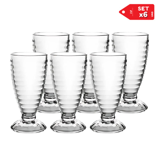 Set 6 Copas de Helado de Vidrio Tallado 380 ml