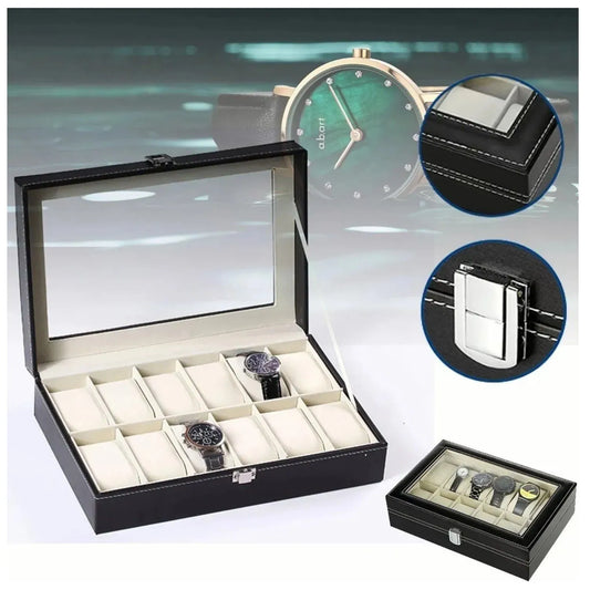 Porta Relojes Pulseras de Lujo Elegante 12 Compartimientos