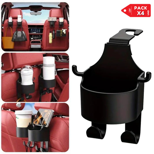 Portavaso para Auto con Gancho Multiuso Pack x4