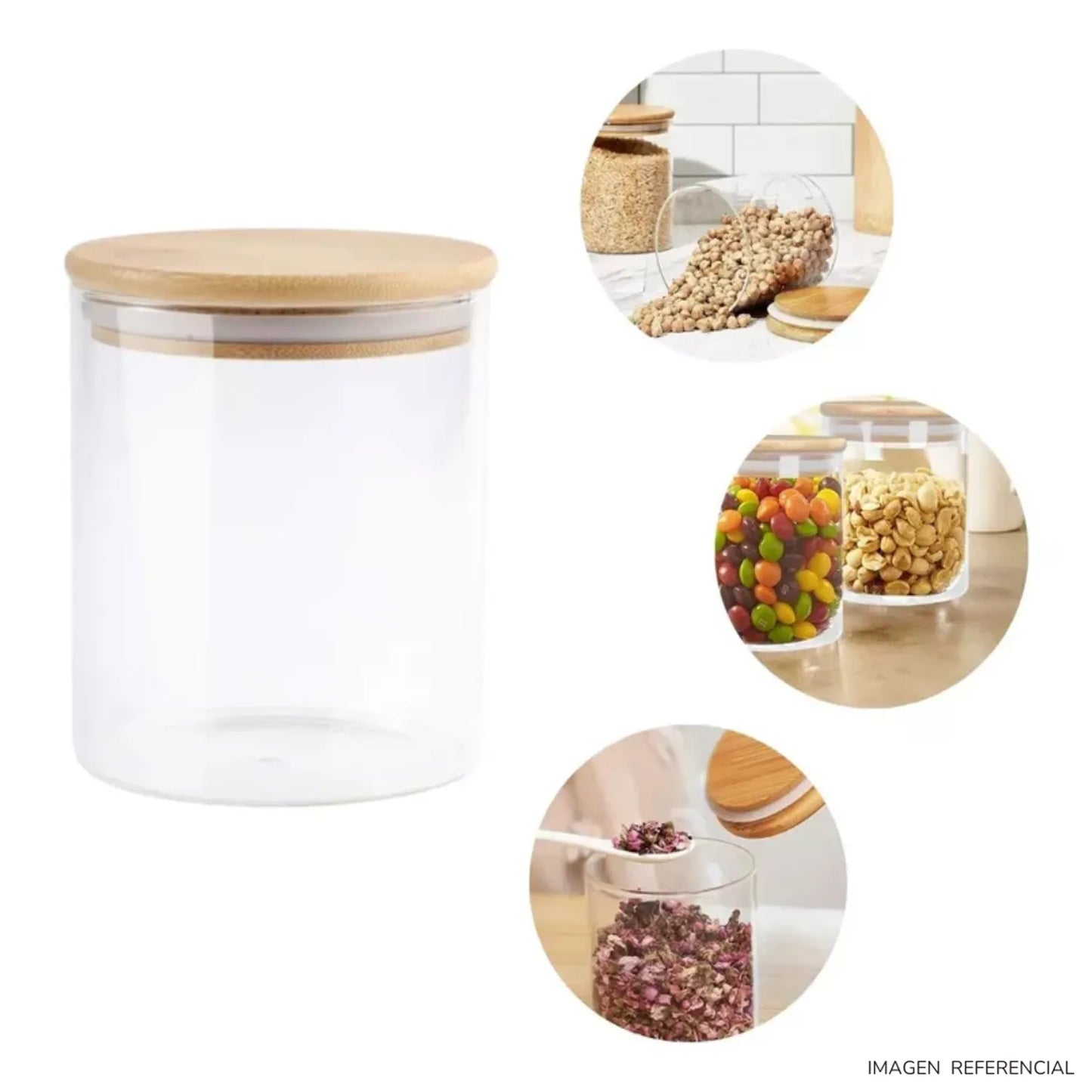Frascos de Almacenamiento Circular de Vidrio Set X3