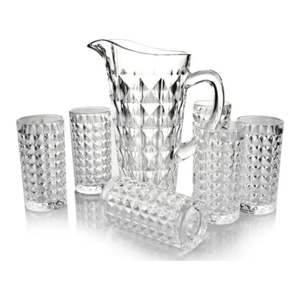 Jarra diamante para bebidas agua con vasos SET