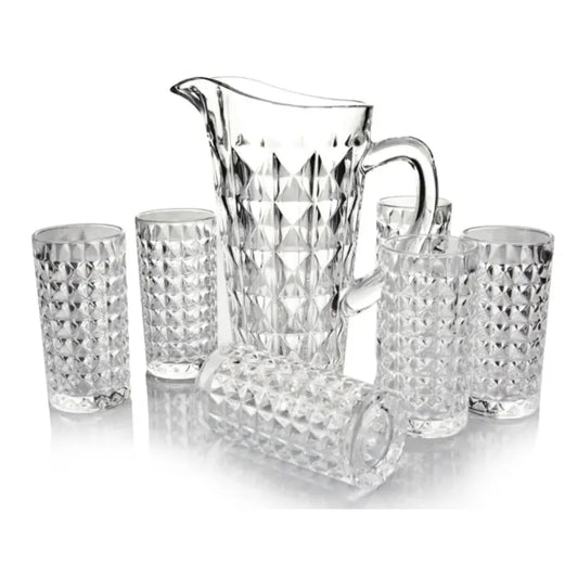 Jarra diamante para bebidas agua con vasos SET