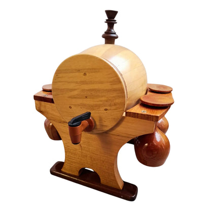Barril de madera Bar Vinos con 4 copas Madera 1.5 lt Elegante